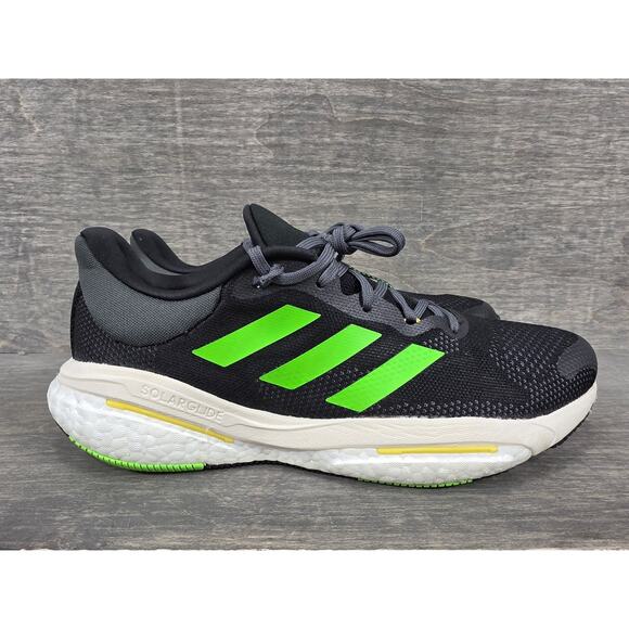 Adidas SolarGlide 5 'Black Solar Green' Running Shoes Size 11 Mens - Picture 1 of 9